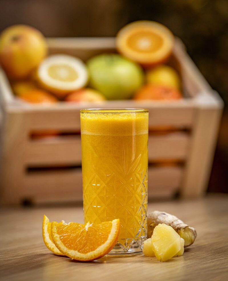 Healthy orange, pineapple and ginger juice